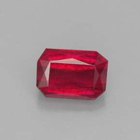 Rubí rojo natural de 1,67 ct, corte esmeralda, SI