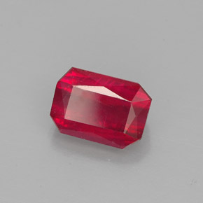 Rubí rojo natural de 1,67 ct, corte esmeralda, SI