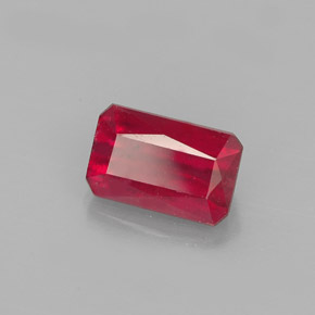 Rubí rojo natural de 1,31 ct, corte esmeralda, SI