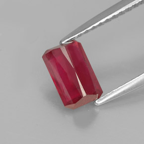 Rubí rojo natural de 1,31 ct, corte esmeralda, SI