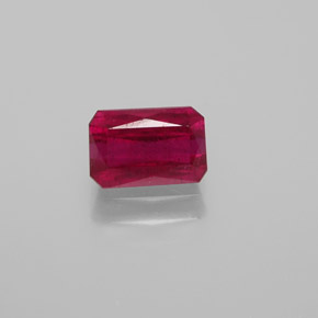 Rubí rojo natural de 1,11 ct, corte esmeralda, VS-SI