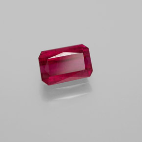 Rubí rojo natural de 1,11 ct, corte esmeralda, VS-SI