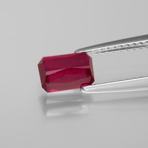 Rubí rojo natural de 1,11 ct, corte esmeralda, VS-SI