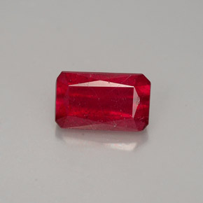 Rubí rojo natural de 1,39 ct, corte esmeralda, VS-SI