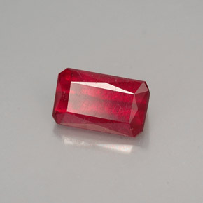 Rubí rojo natural de 1,39 ct, corte esmeralda, VS-SI