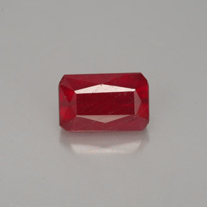 Rubí rojo natural de 1,31 ct, corte esmeralda, VS-SI