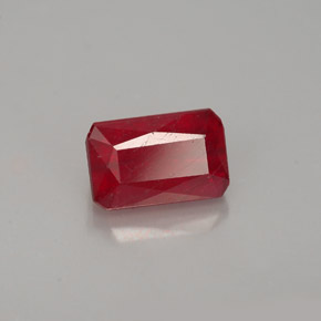 Rubí rojo natural de 1,31 ct, corte esmeralda, VS-SI