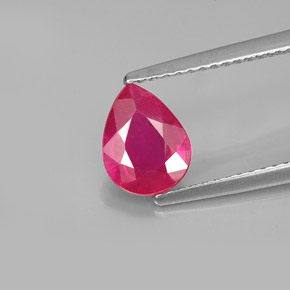 Rubí rojo natural de 1,63 ct, en forma de pera, VS-SI