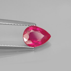 Rubí rojo natural de 1,63 ct, en forma de pera, VS-SI
