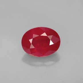 Rubí rojo natural de 2,00 ct, corte óvalo, SI