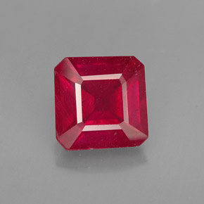 Rubí rojo natural de 1,65 ct, corte esmeralda, VS-SI