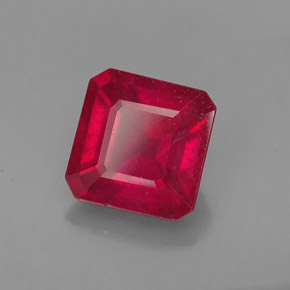 Rubí rojo natural de 1,65 ct, corte esmeralda, VS-SI