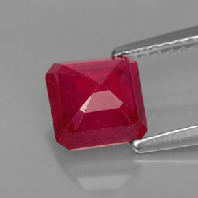Rubí rojo natural de 1,65 ct, corte esmeralda, VS-SI