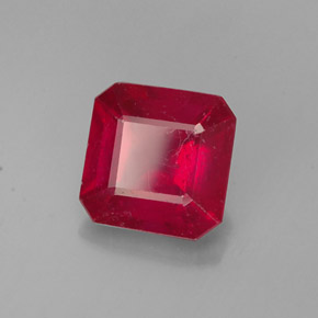 Rubí rojo natural de 1,59 ct, corte esmeralda, VS-SI