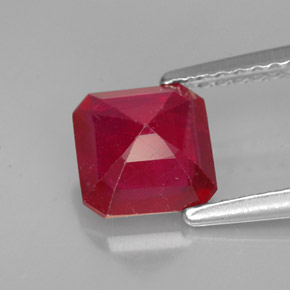 Rubí rojo natural de 1,59 ct, corte esmeralda, VS-SI
