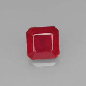 Rubí rojo natural de 1,89 ct, corte esmeralda, VS-SI