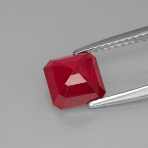 Rubí rojo natural de 1,89 ct, corte esmeralda, VS-SI