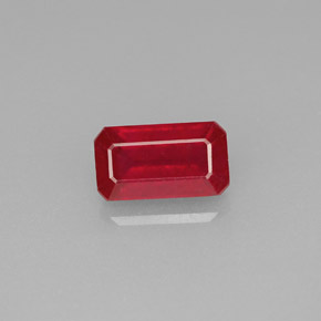 Rubí rojo natural de 1,12 ct, corte esmeralda, VS-SI