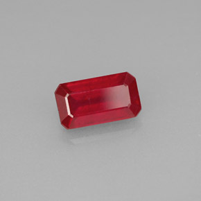Rubí rojo natural de 1,12 ct, corte esmeralda, VS-SI