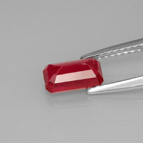 Rubí rojo natural de 1,12 ct, corte esmeralda, VS-SI