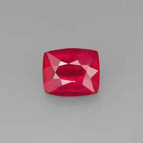 Rubí rojo natural de 1,42 ct, corte cojín, VS-SI