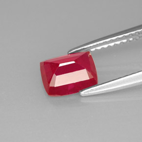 Rubí rojo natural de 1,42 ct, corte cojín, VS-SI