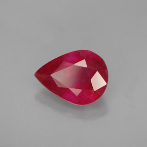 Rubí rojo natural de 1,93 ct, en forma de pera, SI