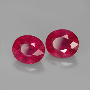 Gemas de rubí rojo natural de  ct, corte óvalo, VS-SI