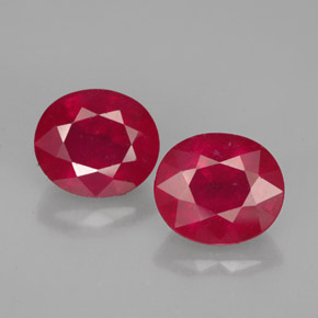 Gemas de rubí rojo natural de  ct, corte óvalo, VS-SI