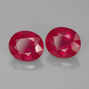 Gemas de rubí rojo natural de  ct, corte óvalo, VS-SI