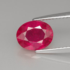 Rubí rojo natural de 1,93 ct, corte óvalo, SI