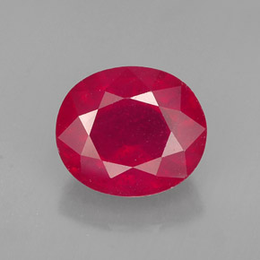 Rubí rojo natural de 1,86 ct, corte óvalo, SI
