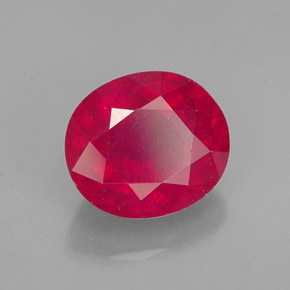 Rubí rojo natural de 1,86 ct, corte óvalo, SI
