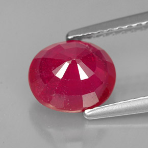 Rubí rojo natural de 1,86 ct, corte óvalo, SI