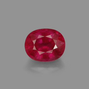 Rubí rojo natural de 1,96 ct, corte óvalo, SI
