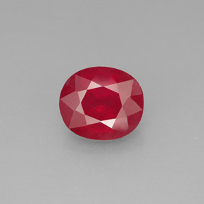 Rubí rojo natural de 1,91 ct, corte óvalo, SI