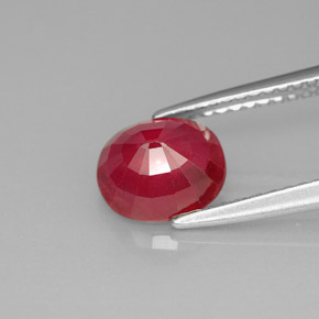 Rubí rojo natural de 1,91 ct, corte óvalo, SI