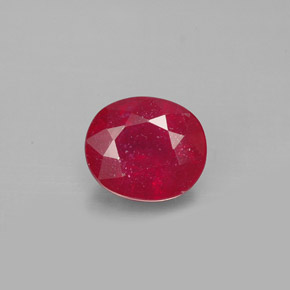 Rubí rojo natural de 1,90 ct, corte óvalo, SI