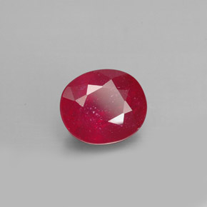 Rubí rojo natural de 1,90 ct, corte óvalo, SI