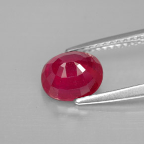 Rubí rojo natural de 1,90 ct, corte óvalo, SI