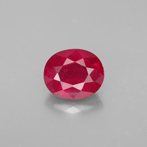 Rubí rojo natural de 1,70 ct, corte óvalo, SI