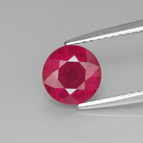 Rubí rojo natural de 1,63 ct, corte redondo, SI