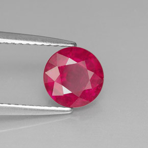 Rubí rojo natural de 1,63 ct, corte redondo, SI