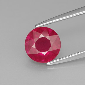 Rubí rojo natural de 1,74 ct, corte redondo, SI