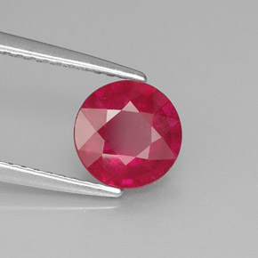 Rubí rojo natural de 1,74 ct, corte redondo, SI