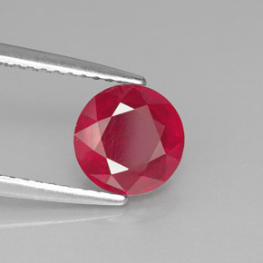 Rubí rojo natural de 1,91 ct, corte redondo, SI