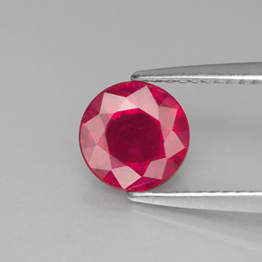 Rubí rojo natural de 1,56 ct, corte redondo, SI