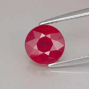 Rubí rojo natural de 1,93 ct, corte redondo, SI