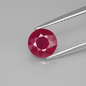 Rubí rojo natural de 1,95 ct, corte redondo, SI