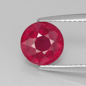 Rubí rojo natural de 1,90 ct, corte redondo, SI-I1
